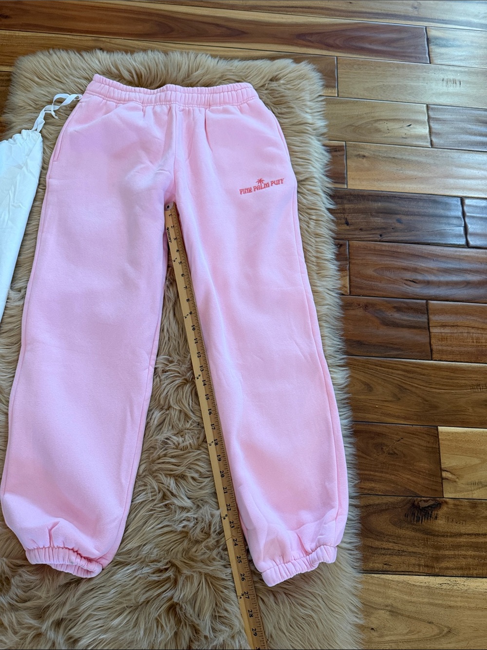 Pink Palm Puff Sweatpants - Pink New Sz Small Tall - Picture 5 of 8